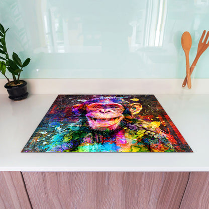 Schimpanse Street Art Herdabdeckplatte Vinyl Induktionsschutz Ceranfeld Kochfeld