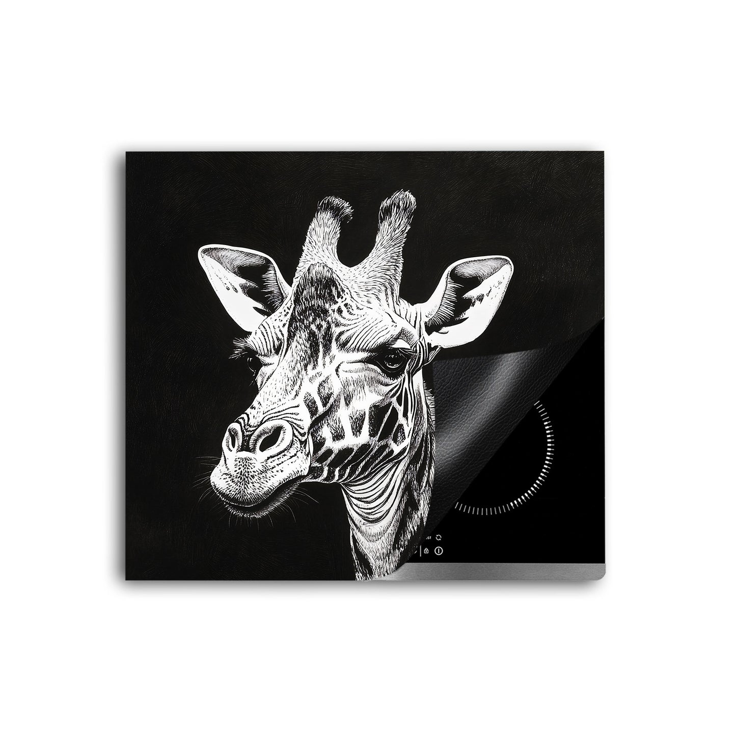 Schwarz Weiß Giraffe Herdabdeckplatte Vinyl Induktionsschutz Ceranfeld Kochfeld