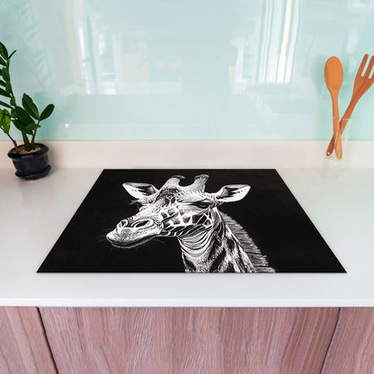 Schwarz Weiß Giraffe Herdabdeckplatte Vinyl Induktionsschutz Ceranfeld Kochfeld
