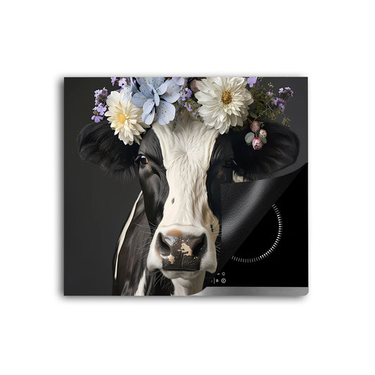 Schwarz weiße Kuh Herdabdeckplatte Vinyl Induktionsschutz Ceranfeld Kochfeld