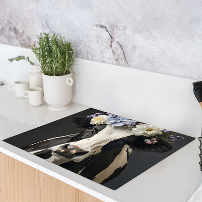 Schwarz weiße Kuh Herdabdeckplatte Vinyl Induktionsschutz Ceranfeld Kochfeld