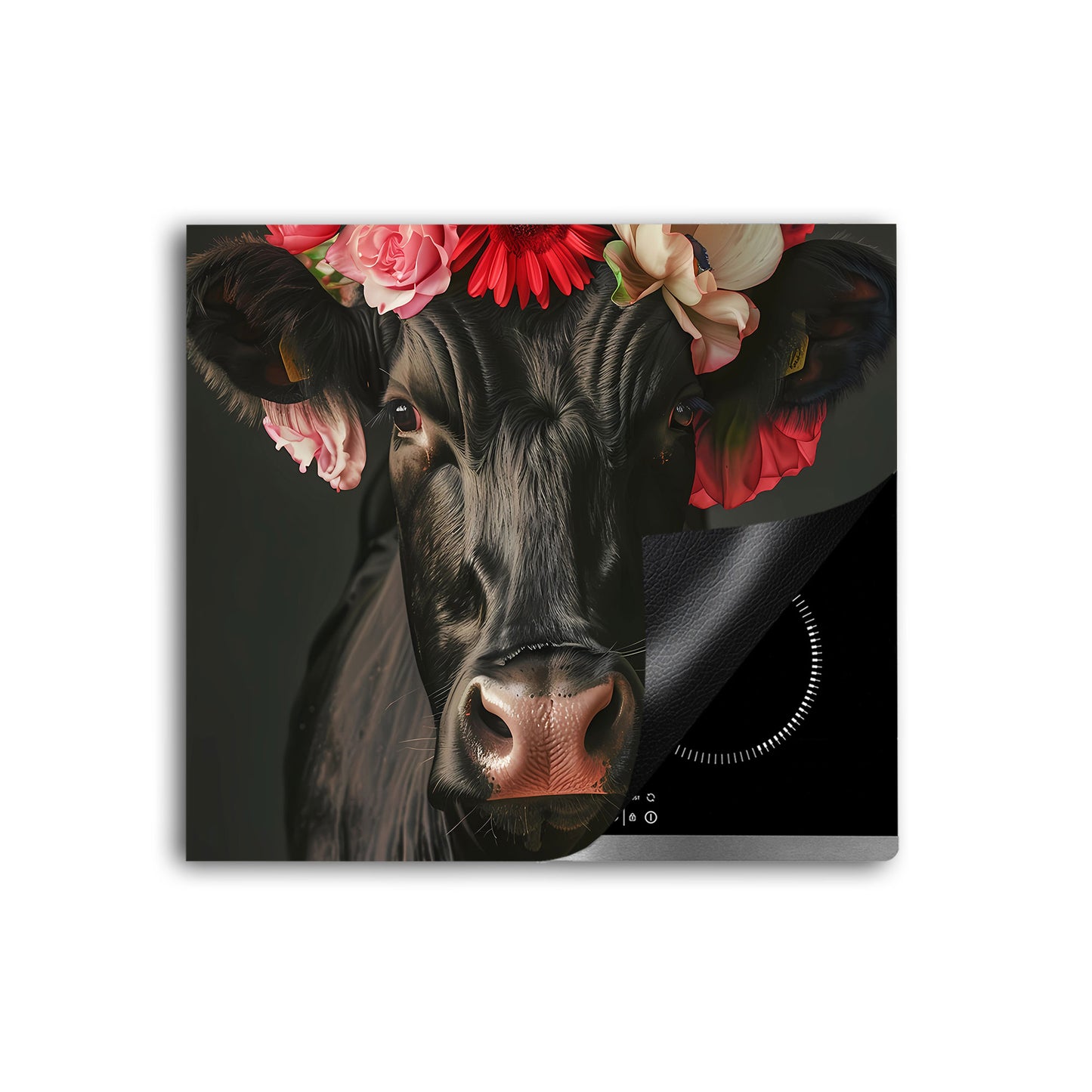 Schwarze Kuh Herdabdeckplatte Vinyl Induktionsschutz Ceranfeld Kochfeld