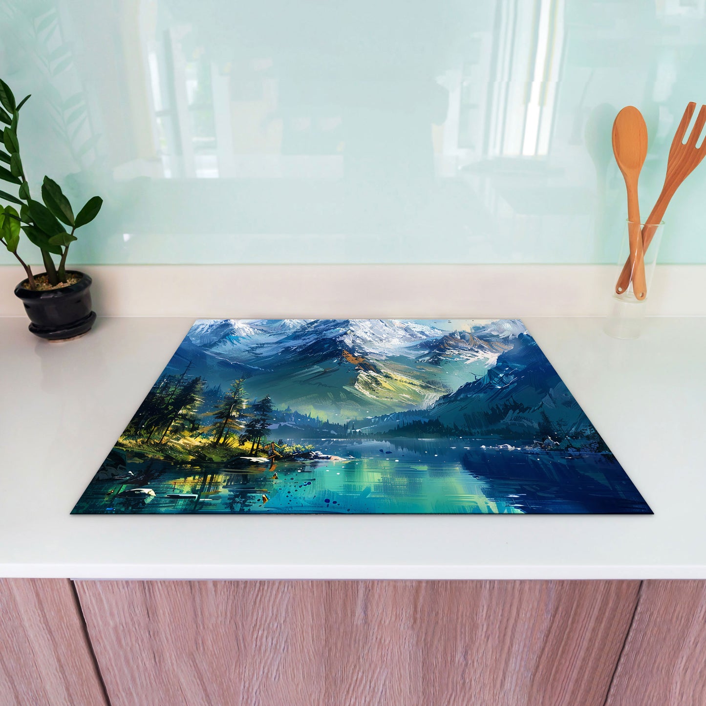 See und Berglandschaft Herdabdeckplatte Vinyl Induktionsschutz Ceranfeld Kochfeld
