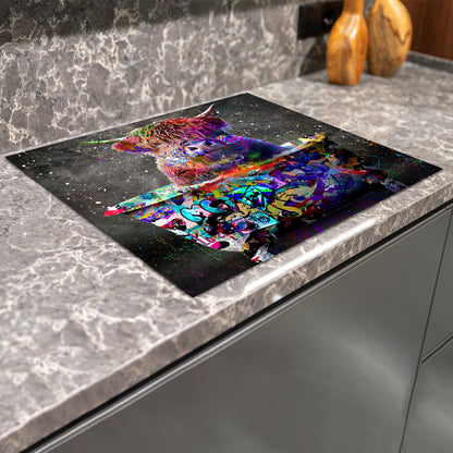 Stier in Badewanne Herdabdeckplatte Vinyl Induktionsschutz Ceranfeld Kochfeld