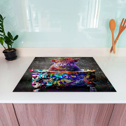 Stier in Badewanne Herdabdeckplatte Vinyl Induktionsschutz Ceranfeld Kochfeld