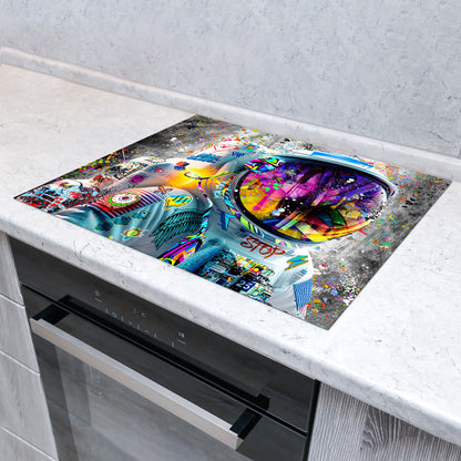 Street Art Astronaut Herdabdeckplatte Vinyl Induktionsschutz Ceranfeld Kochfeld