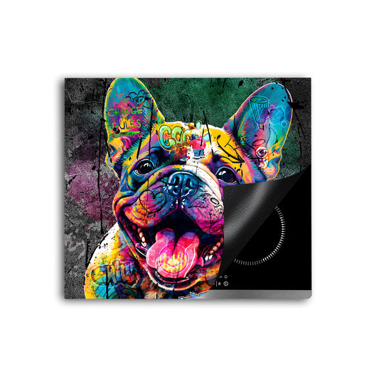 Street Art Bulldogge Herdabdeckplatte Vinyl Induktionsschutz Ceranfeld Kochfeld