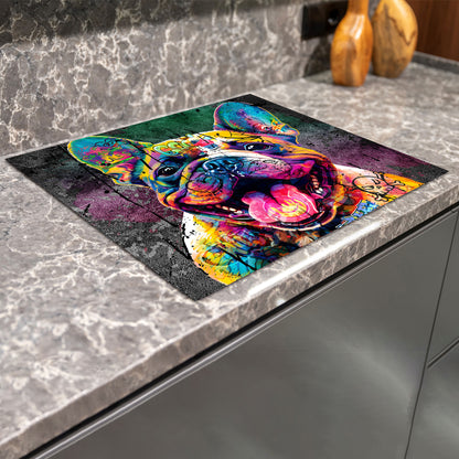 Street Art Bulldogge Herdabdeckplatte Vinyl Induktionsschutz Ceranfeld Kochfeld