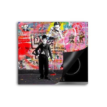 Street Art Charlie Herdabdeckplatte Vinyl Induktionsschutz Ceranfeld Kochfeld