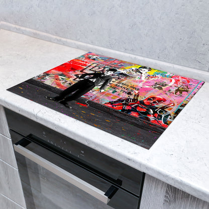 Street Art Charlie Herdabdeckplatte Vinyl Induktionsschutz Ceranfeld Kochfeld