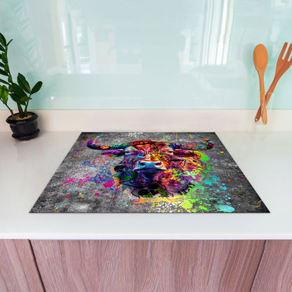 Street Art Stier Herdabdeckplatte Vinyl Induktionsschutz Ceranfeld Kochfeld