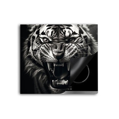 Tiger schwarz weiß Herdabdeckplatte Vinyl Induktionsschutz Ceranfeld Kochfeld