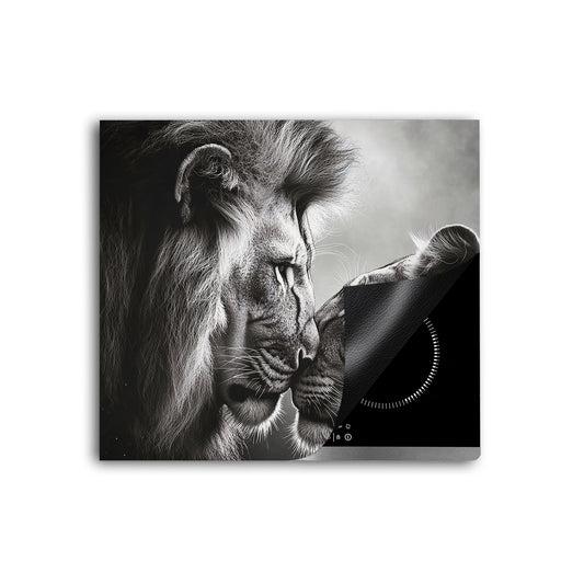 Verliebte Löwen Herdabdeckplatte Vinyl Induktionsschutz Ceranfeld Kochfeld