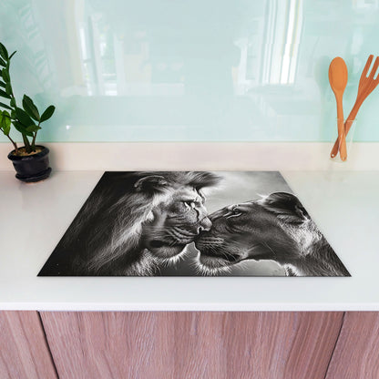 Verliebte Löwen Herdabdeckplatte Vinyl Induktionsschutz Ceranfeld Kochfeld