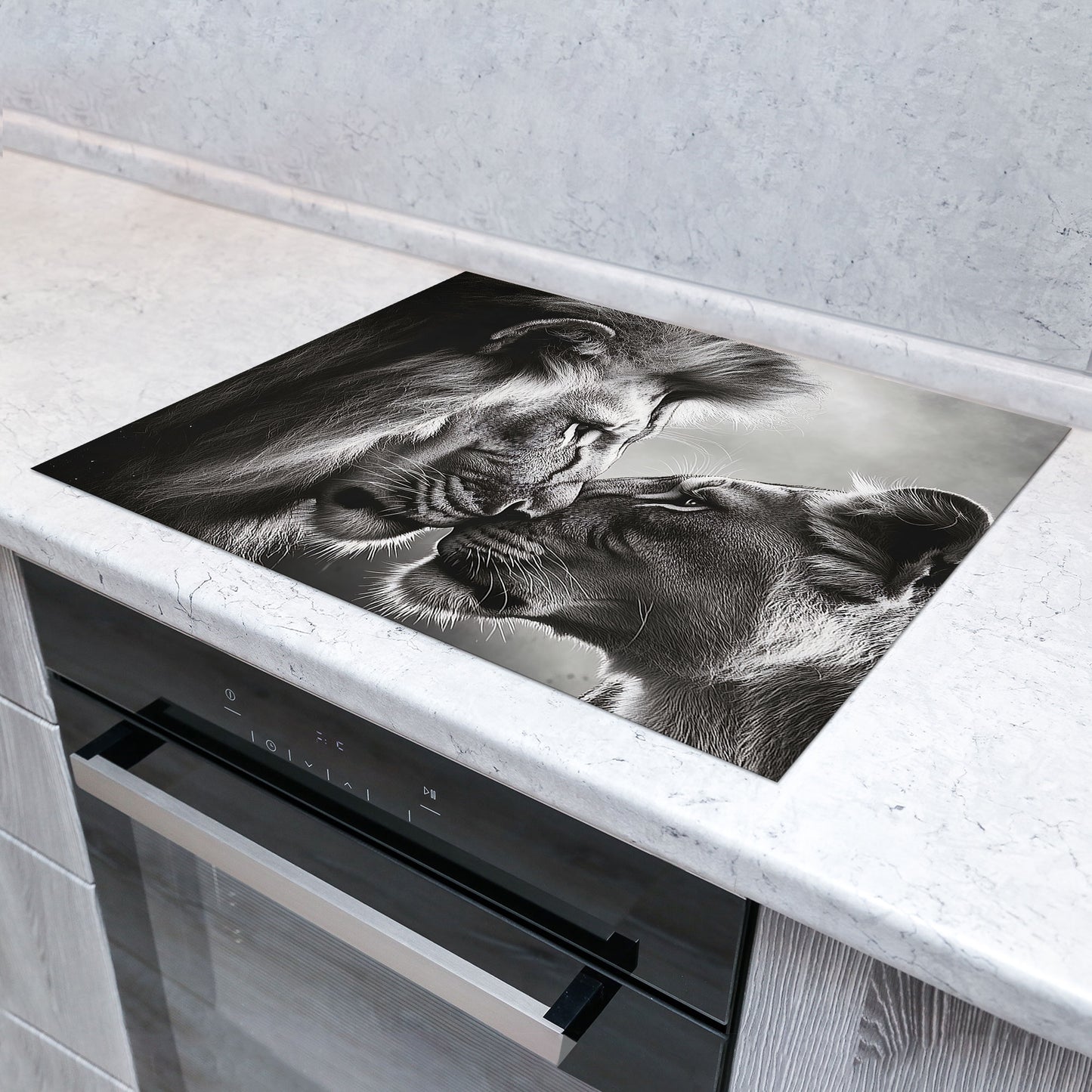 Verliebte Löwen Herdabdeckplatte Vinyl Induktionsschutz Ceranfeld Kochfeld