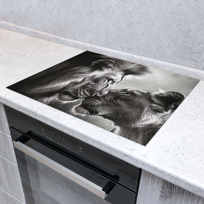 Verliebte Löwen Herdabdeckplatte Vinyl Induktionsschutz Ceranfeld Kochfeld