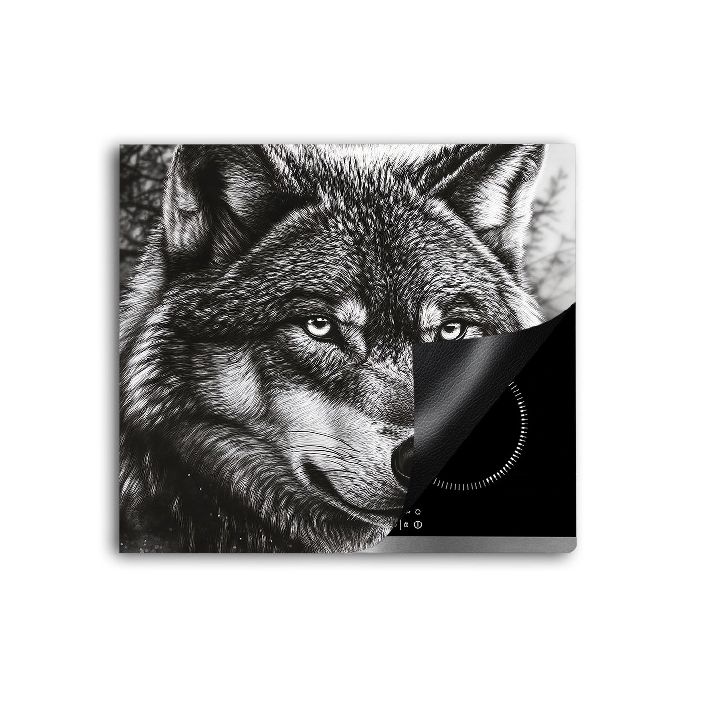 Wolf Porträt Herdabdeckplatte Vinyl Induktionsschutz Ceranfeld Kochfeld