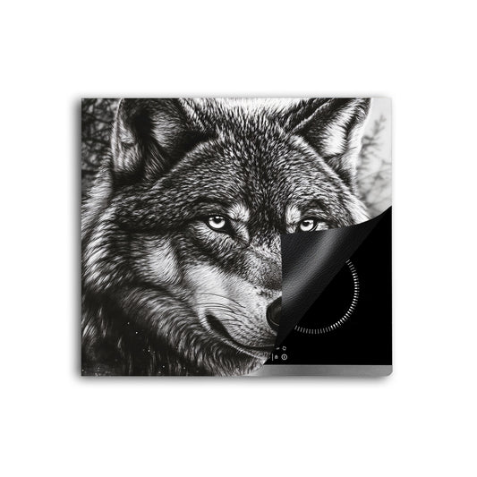 Wolf Porträt Herdabdeckplatte Vinyl Induktionsschutz Ceranfeld Kochfeld