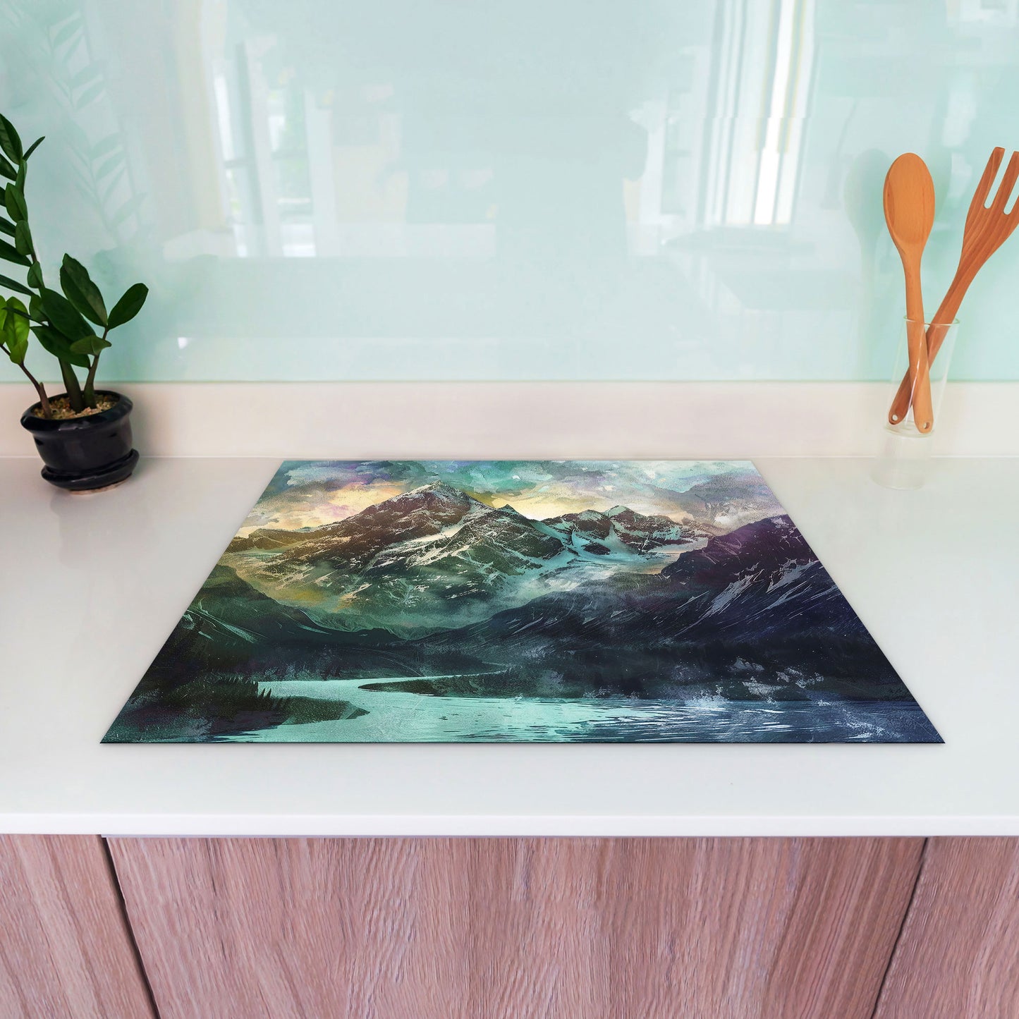 Wunderschöne Berge Herdabdeckplatte Vinyl Induktionsschutz Ceranfeld Kochfeld