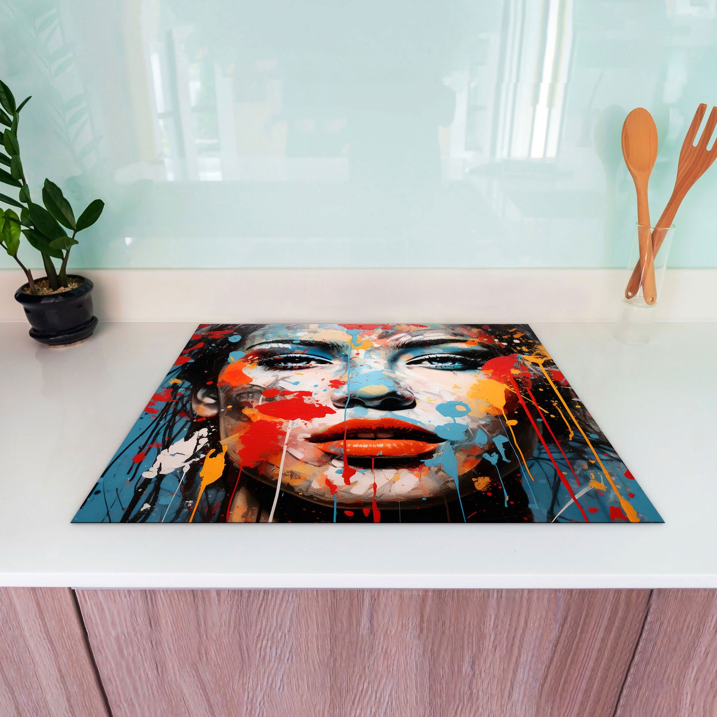 Wunderschöne Frau Herdabdeckplatte Vinyl Induktionsschutz Ceranfeld Kochfeld