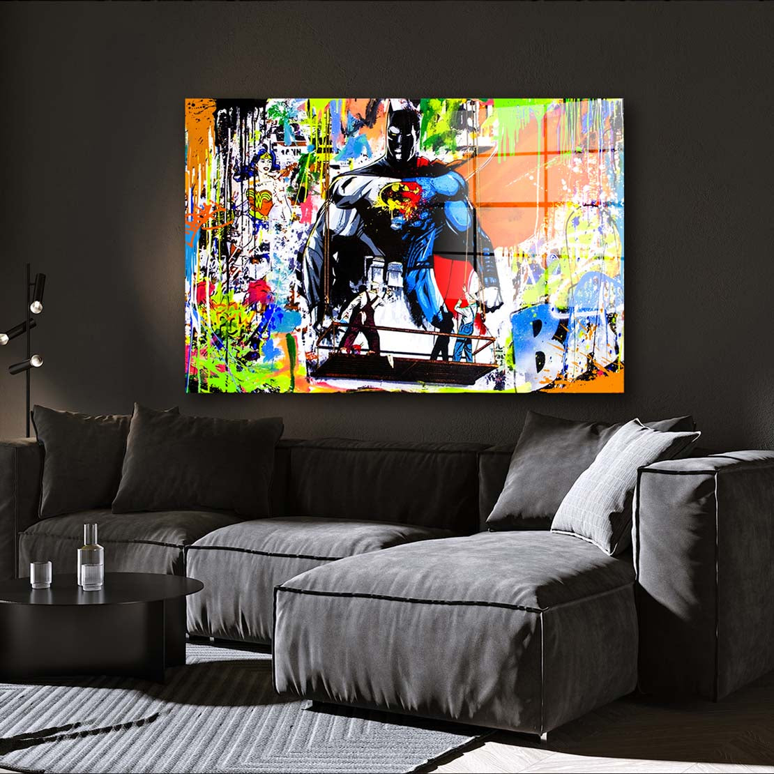 Hero Pop Art Style Acrylglasbild Wandbild Bild Wanddeko Wohnzimmer XL