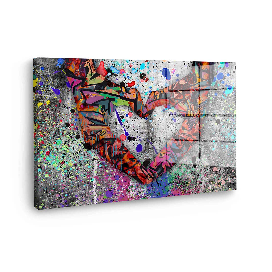 Herz aus Händen Graffiti Acrylglasbild Wandbild Bild Wanddeko Wohnzimmer XL