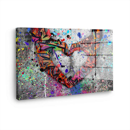 Herz aus Händen Graffiti Acrylglasbild Wandbild Bild Wanddeko Wohnzimmer XL