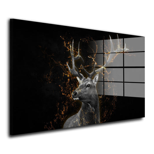 Hirsch Golden Style Acrylglasbild Wandbild Bild Wanddeko Wohnzimmer XL