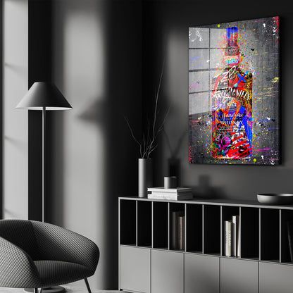 Jack Whiskyflasche Graffiti Acrylglasbild Wandbild Bild Wanddeko Wohnzimmer XL
