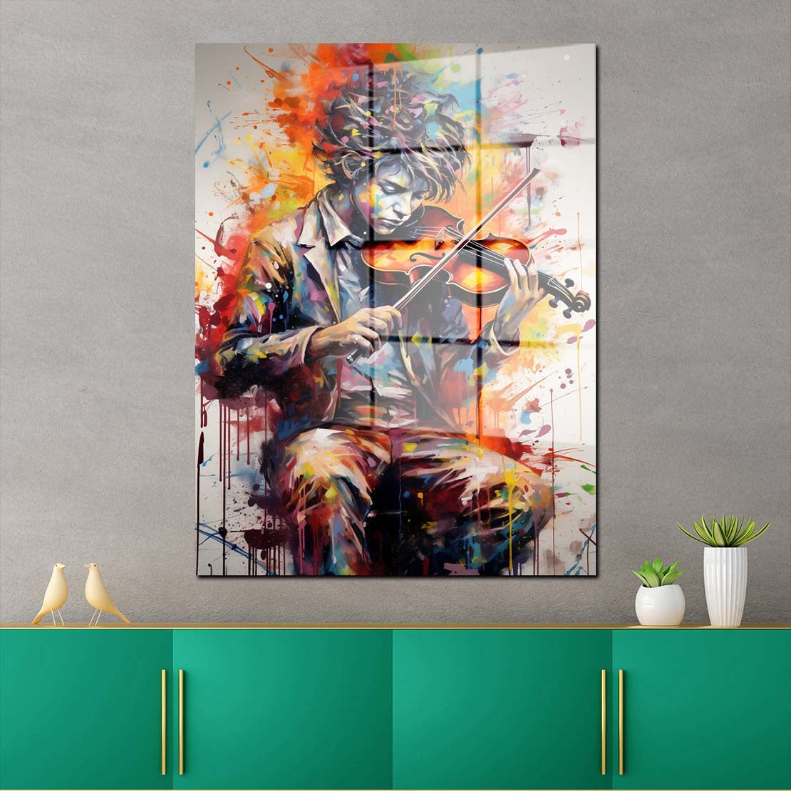 Junge mit Violine Musik Acrylglasbild Wandbild Bild Wanddeko Wohnzimmer XL