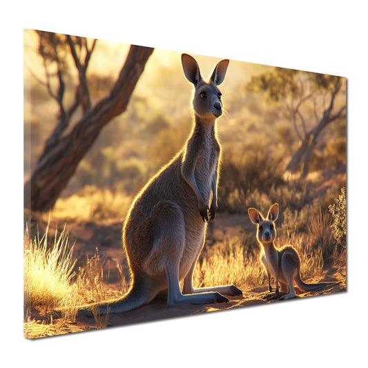 Känguru Australien Outback Natur Leinwandbild Wandbild Kunstdruck XL Deko