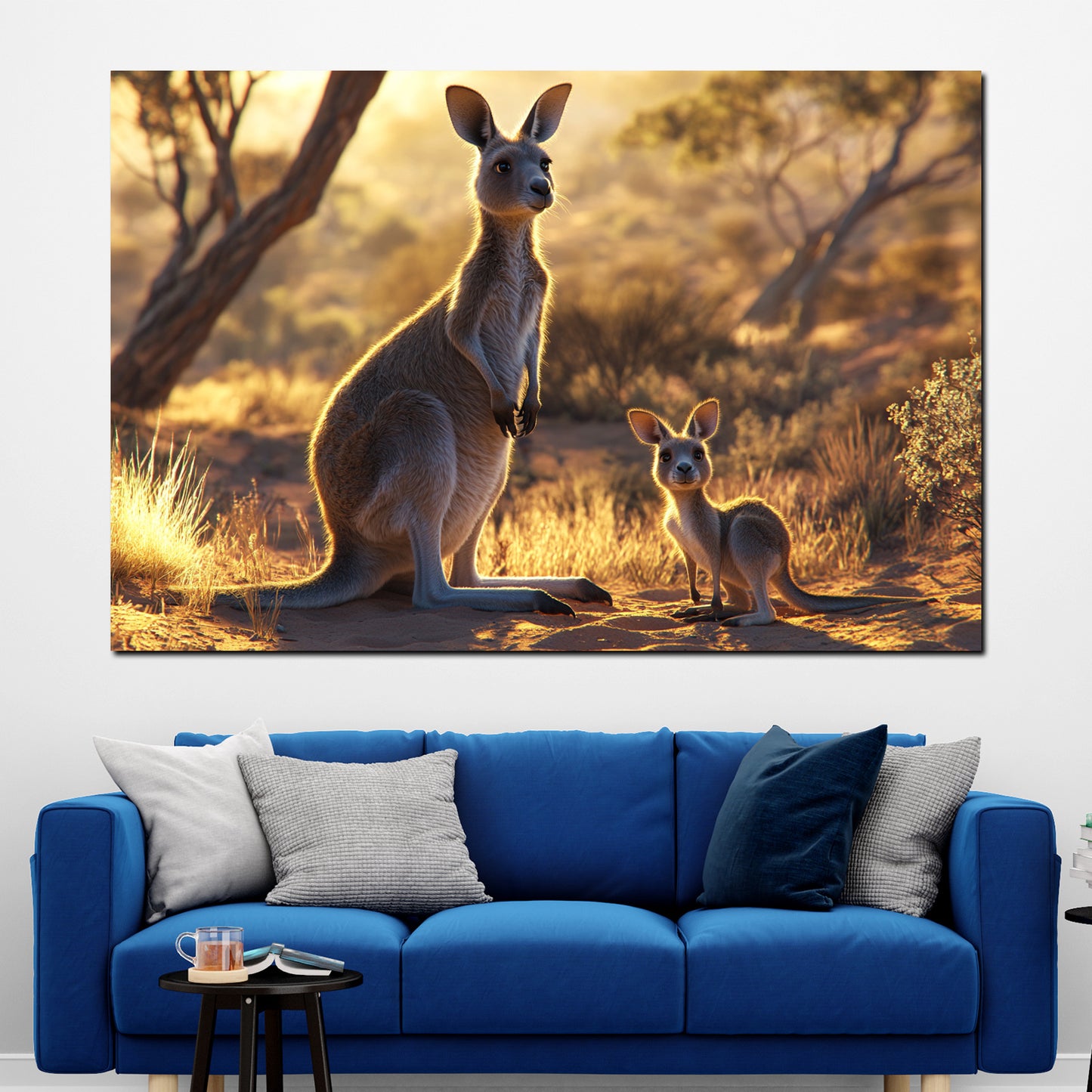 Känguru Australien Outback Natur Leinwandbild Wandbild Kunstdruck XL Deko