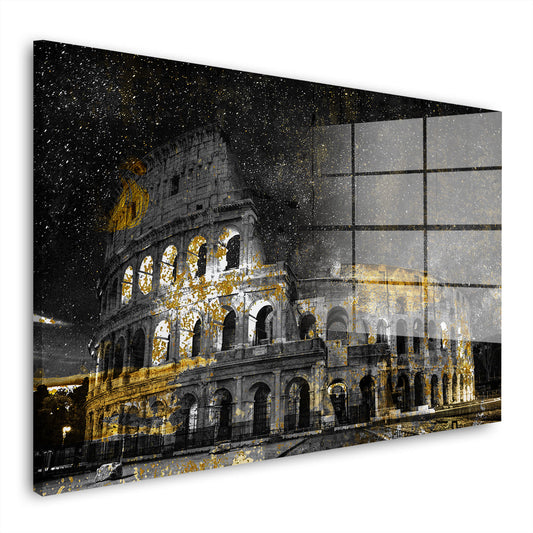 Kolosseum bei Nacht Acrylglasbild Wandbild Bild Wanddeko Wohnzimmer XL