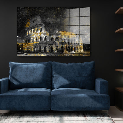Kolosseum bei Nacht Acrylglasbild Wandbild Bild Wanddeko Wohnzimmer XL