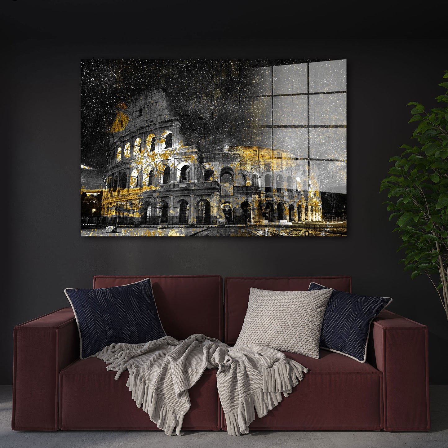 Kolosseum bei Nacht Acrylglasbild Wandbild Bild Wanddeko Wohnzimmer XL