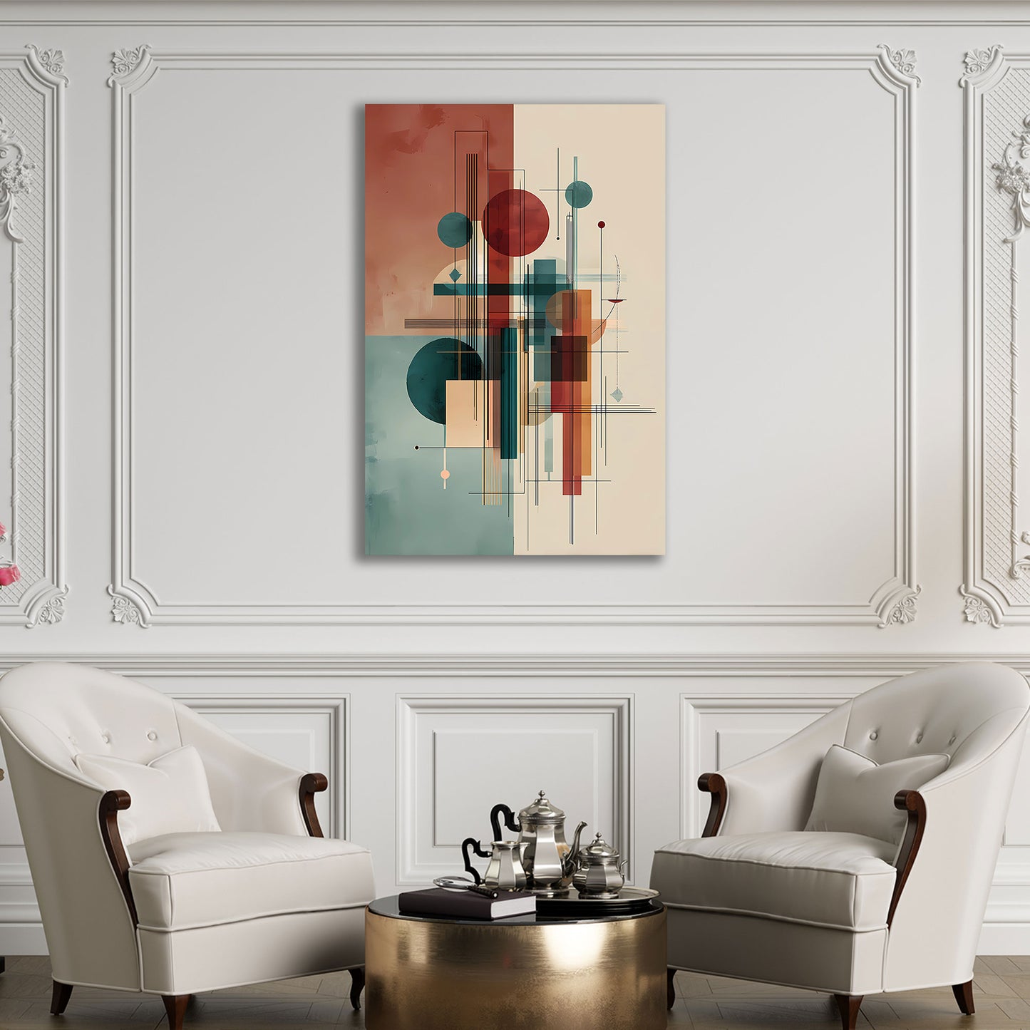 Kreise Rechtecke Farbflächen Wandbild Leinwandbild Kunstdruck XL Wanddeko