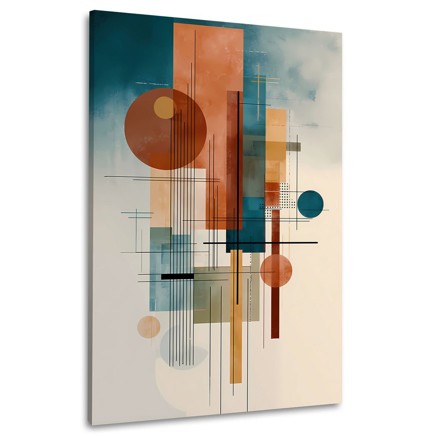 Kreise Rechtecke minimalistisch Struktur Wandbild Leinwandbild Kunstdruck XL Wanddeko