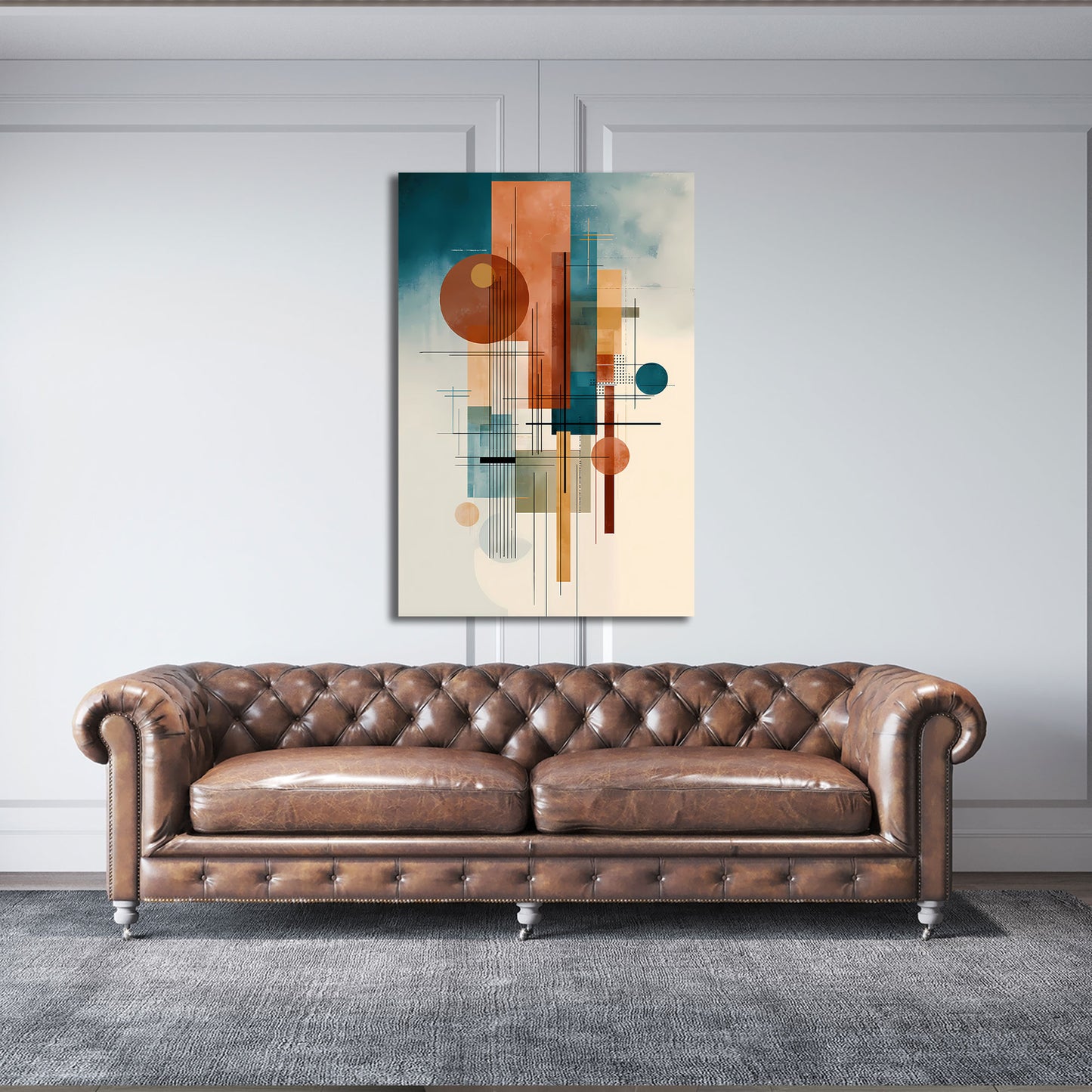 Kreise Rechtecke minimalistisch Struktur Wandbild Leinwandbild Kunstdruck XL Wanddeko