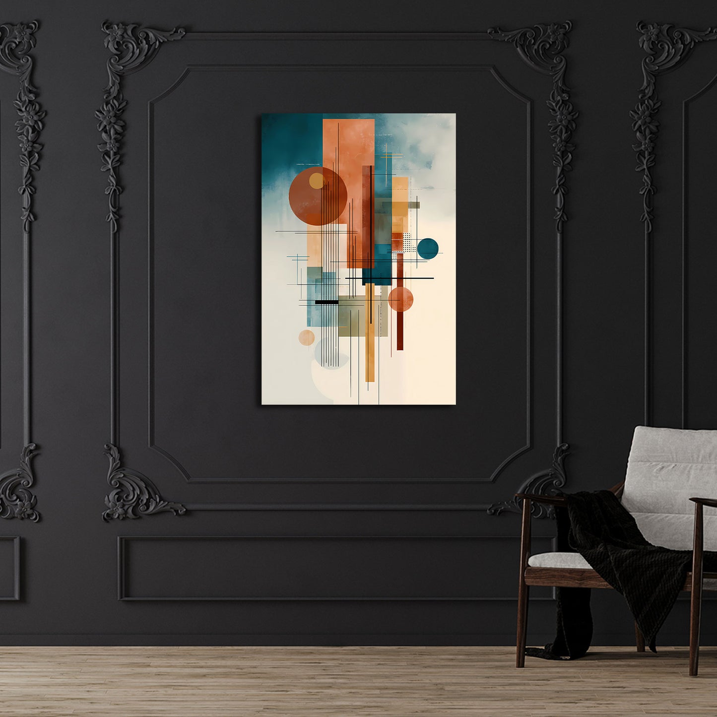 Kreise Rechtecke minimalistisch Struktur Wandbild Leinwandbild Kunstdruck XL Wanddeko