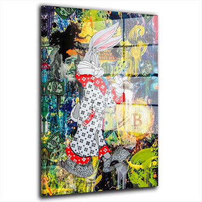 Kunst Comic Hase Acrylglasbild Wandbild Bild Wanddeko Wohnzimmer XL