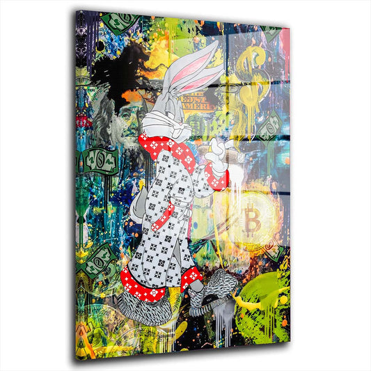 Kunst Comic Hase Acrylglasbild Wandbild Bild Wanddeko Wohnzimmer XL