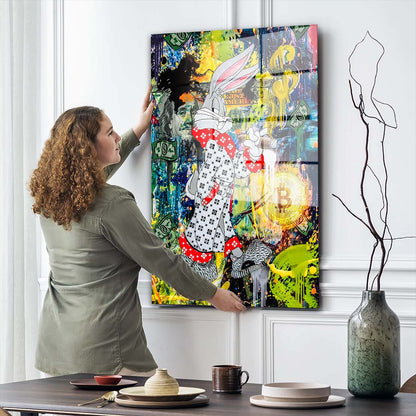 Kunst Comic Hase Acrylglasbild Wandbild Bild Wanddeko Wohnzimmer XL