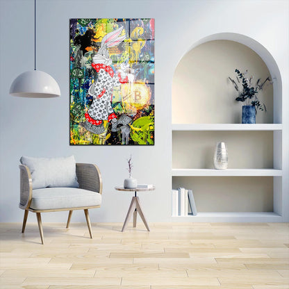 Kunst Comic Hase Acrylglasbild Wandbild Bild Wanddeko Wohnzimmer XL