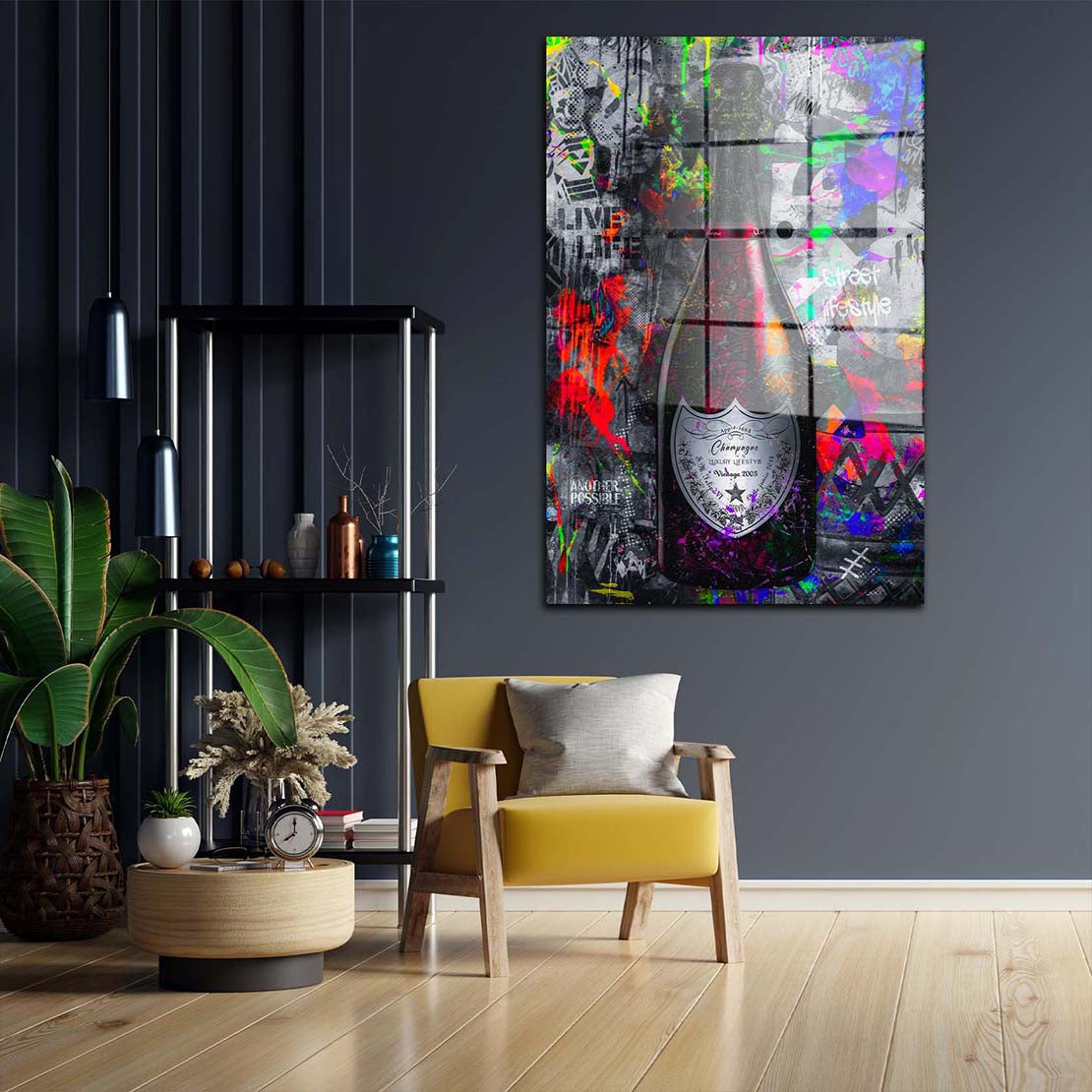 Lifestyle Flasche Street Art Acrylglasbild Wandbild Bild Wanddeko Wohnzimmer XL