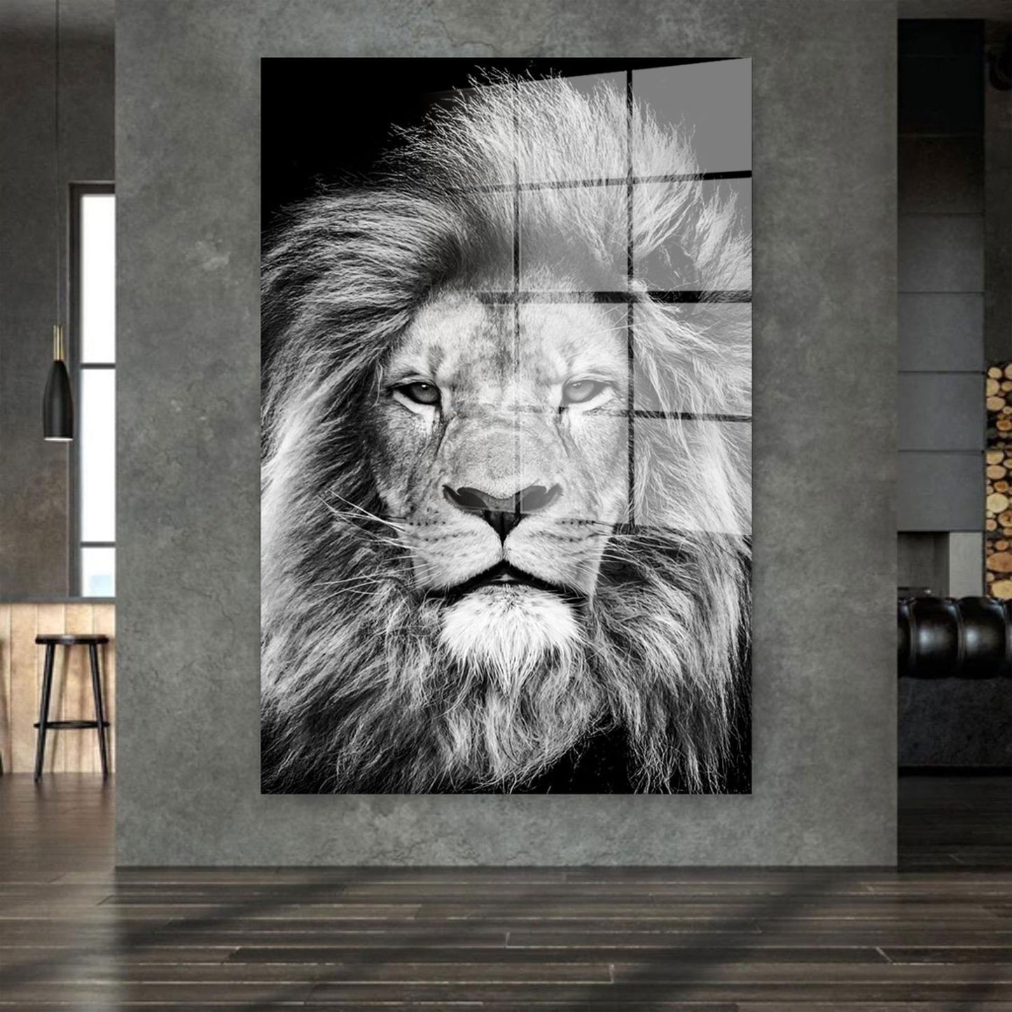 Löwe in schwarz weiß Acrylglasbild Wandbild Bild Wanddeko Wohnzimmer XL