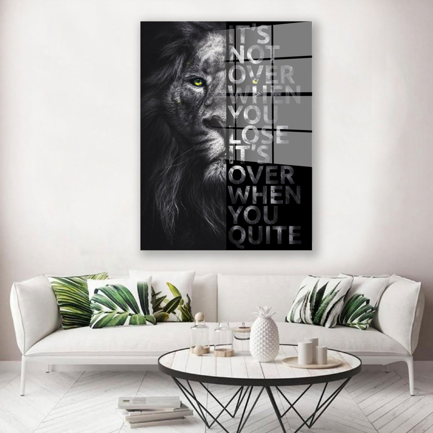 Löwe Motivation Black Edition Acrylglasbild Wandbild Wanddeko Wohnzimmer XL