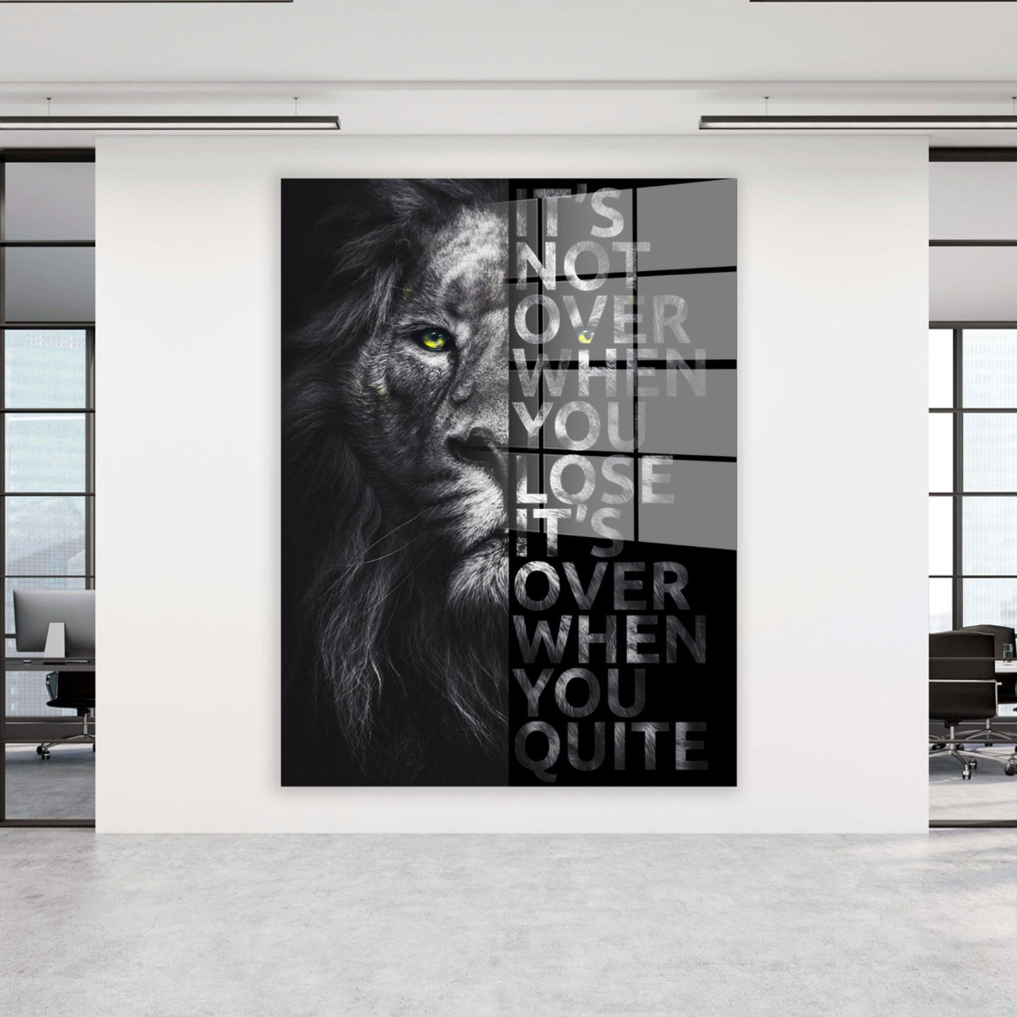 Löwe Motivation Black Edition Acrylglasbild Wandbild Wanddeko Wohnzimmer XL