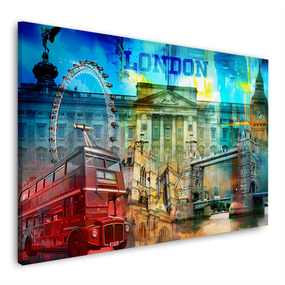 London Pop Art Sehenswürdigkeiten Wandbild Leinwandbild Kunstdruck XL Wanddeko