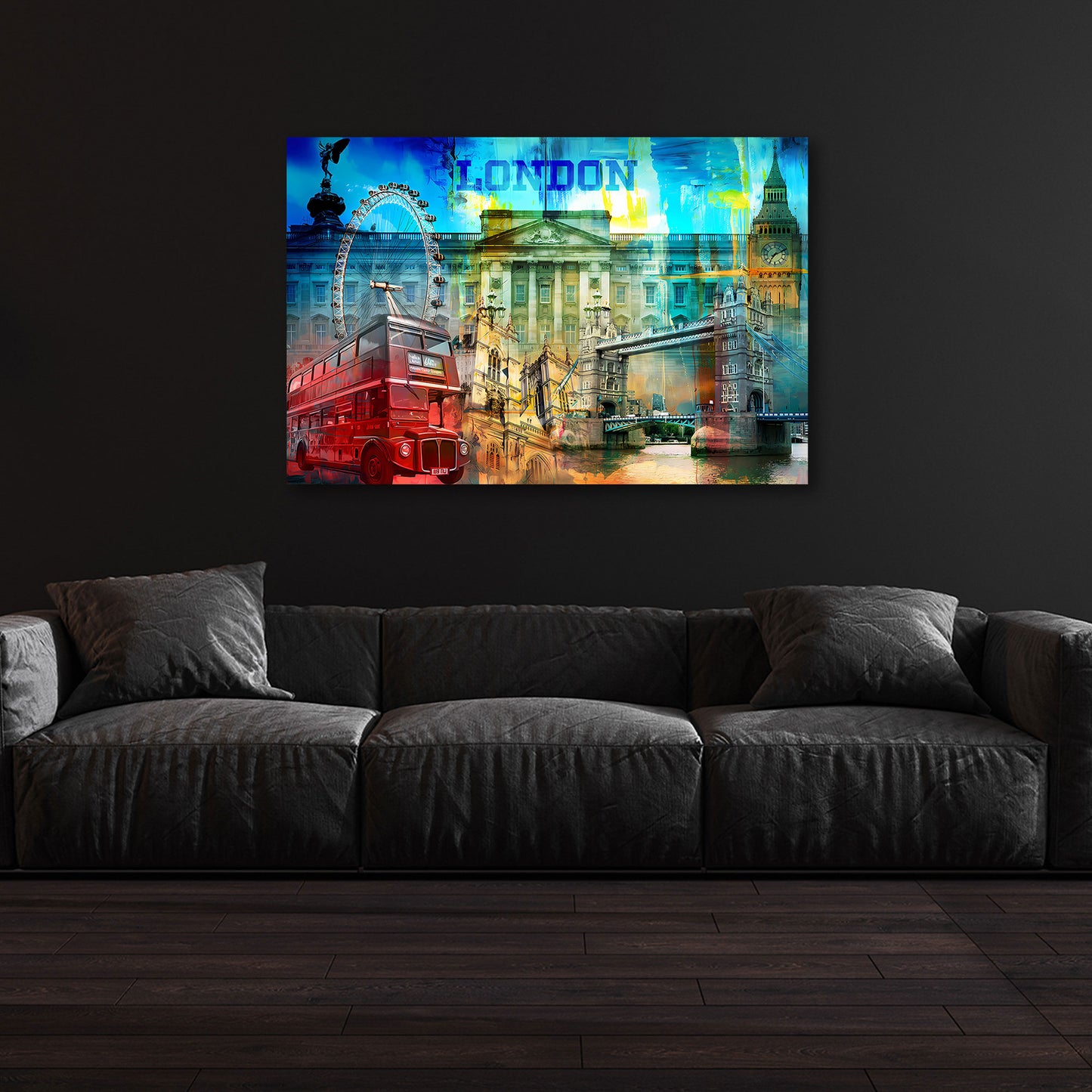 London Pop Art Sehenswürdigkeiten Wandbild Leinwandbild Kunstdruck XL Wanddeko