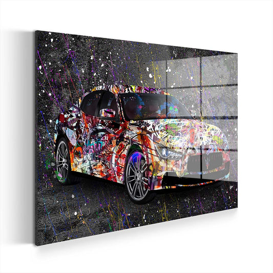 Maserati Graffiti Style Acrylglasbild Wandbild Bild Wanddeko Wohnzimmer XL